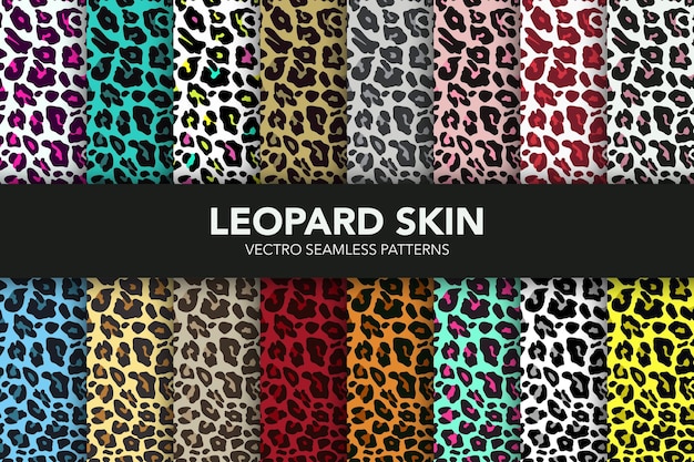 Vector Leopard Skin Seamless Pattern Set Animal Seamless Texture Collection Leopard Safari Animal Skin Fashion Print