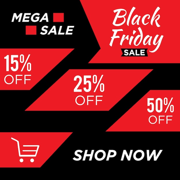 Vector letter Black Friday sale banner design template for website ad