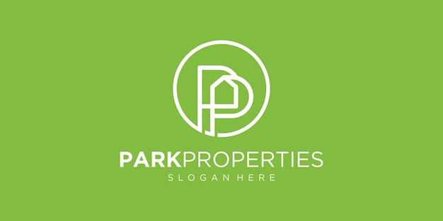 Vector vector letter pp with modern house real estate vector logo design