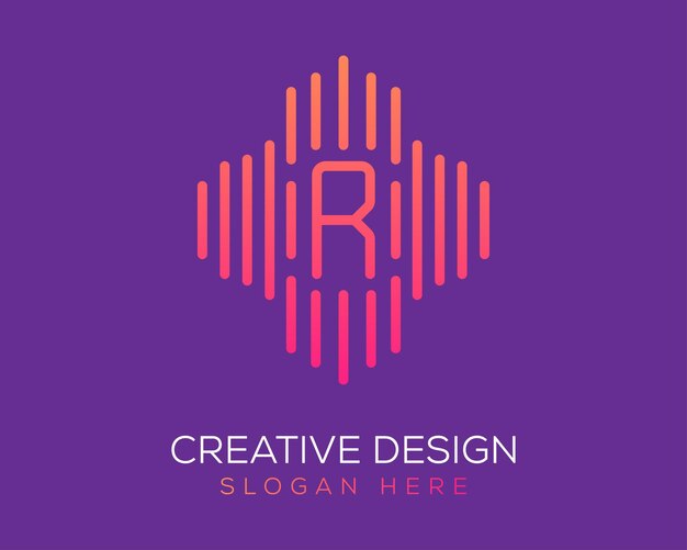 Vector letter r logo design gradient color