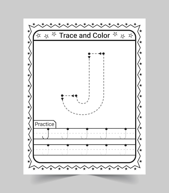 子供のためのベクトル文字トレース ワークシート大文字の白黒ページ