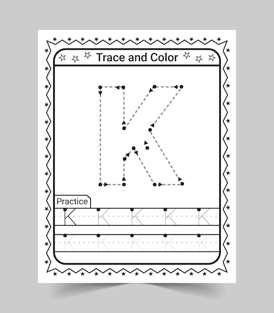 Vector Letter Tracing Worksheet Black and White Pages for Kids uppercase