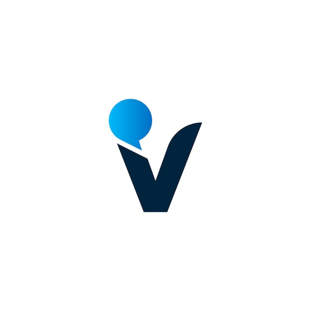 Логотип векторной буквы V с современной и уникальной концепцией значка обмена сообщениями премиум-вектор