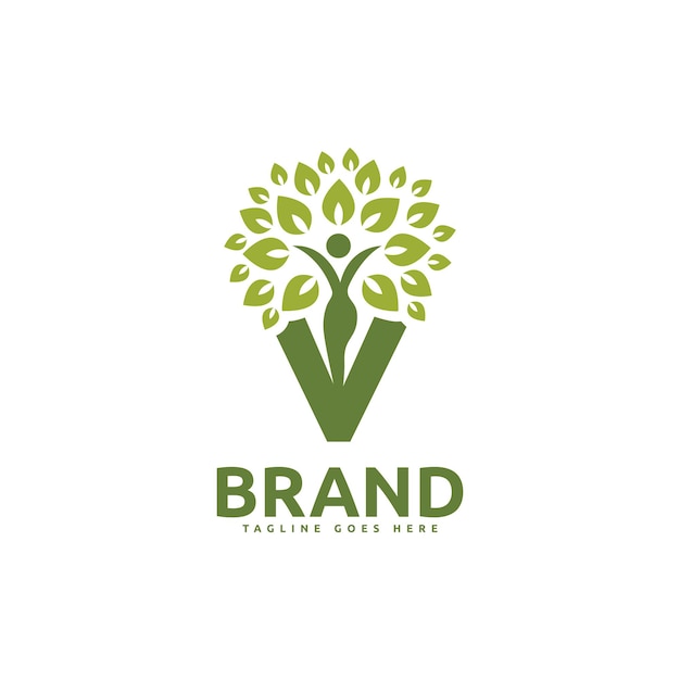 Vector letter V logo with wellness concept