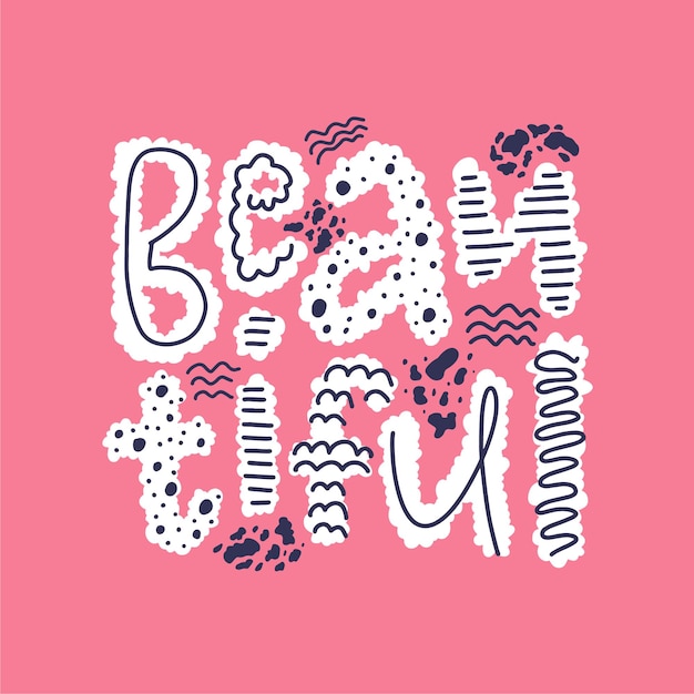 美しいピンクの背景のベクトル文字イラスト 描かれたアート サイン 手作りのタイポグラフィ ポスター 素敵なシャツ デザイン プリント バッジ アイコン カード ポストカード ロゴ バナー 賛辞の概念