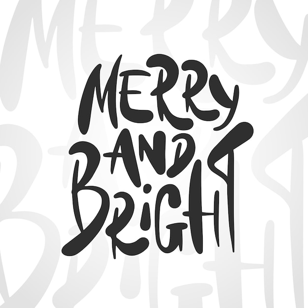 Vector lettering phrase merry and bright