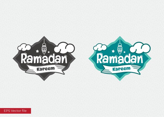 Vector vector lettering ramadan kareem text with lantern illustration