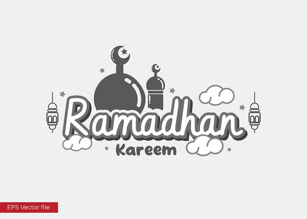Vector vector lettering ramadan kareem with lantern illustration
