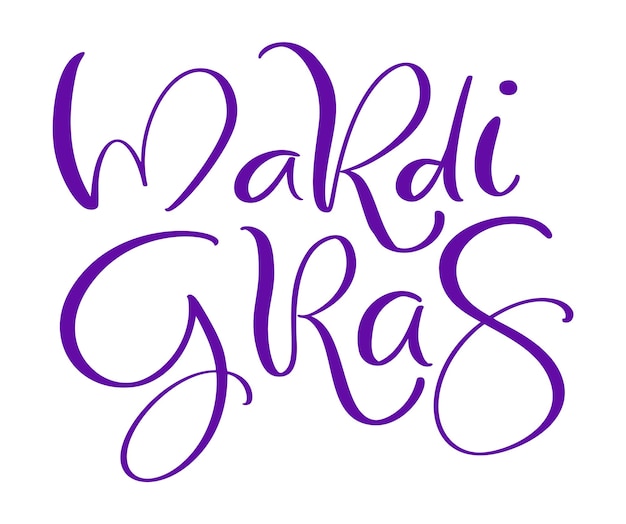 Vector lettering text  Mardi Gras carnival  calligraphic font with traditional symbol of mardi gras