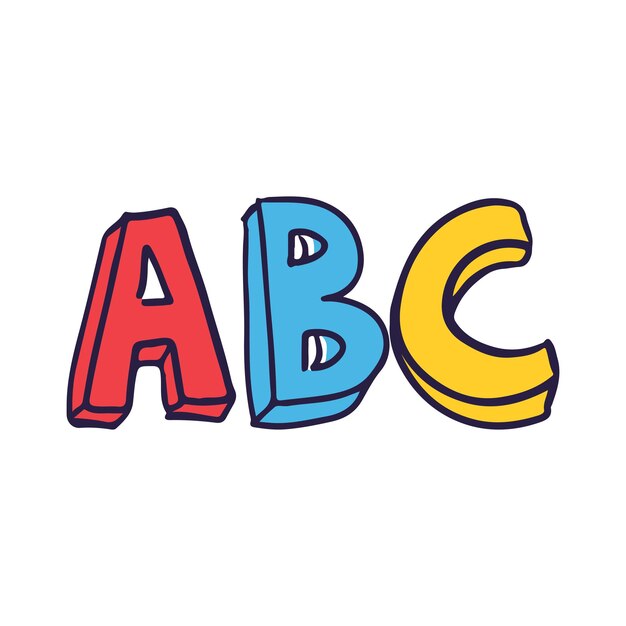 落書きスタイル手描きのカラフルなベクトル図の文字 abc をベクトルします。