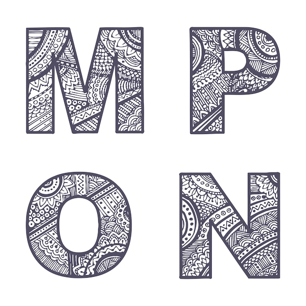 Vector letters set MP