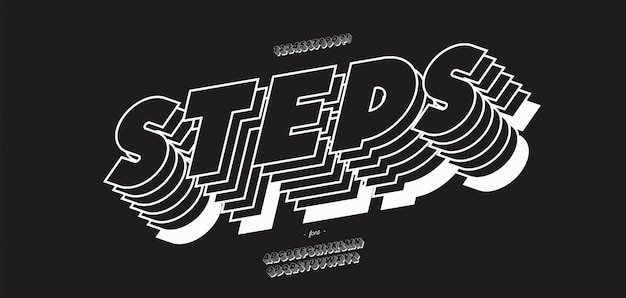 Vector lettertype 3d lijn stijl moderne typografie