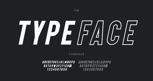 Vector lettertype set vetgedrukte omtrek cursieve stijl trendy typografie