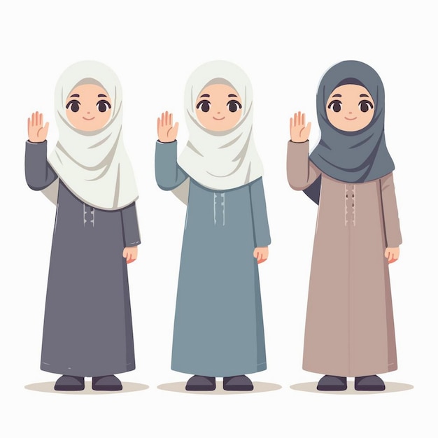 Vector Leuke islamitische kinderen Ramadan in cartoon flat design stijl