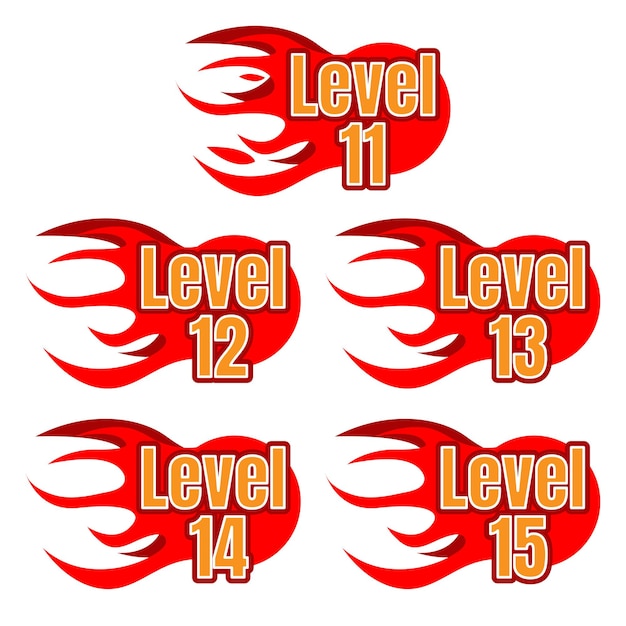 vector level hot spicy fiery level 11 to 15