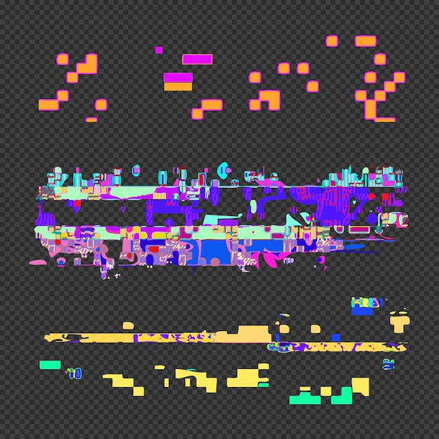 Vector levendige verschillende kleuren moderne kunst grafisch ontwerp elementen glitches instellen abstracte digitale beschadigde gegevensbestand fout sjablonen op transparante donkere achtergrond