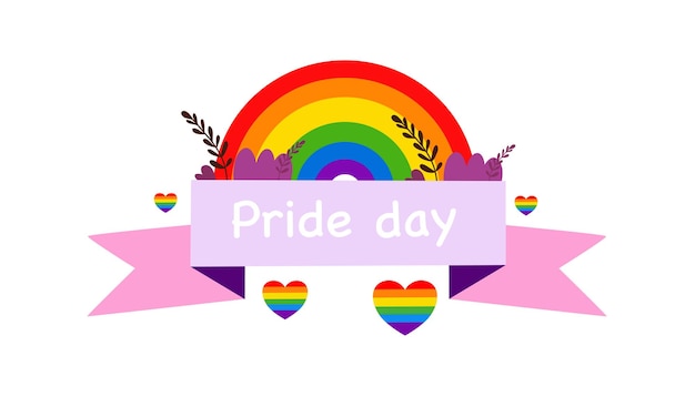 Vector LGBT-banner voor Happy lgbt-trotsdag Trotsmaand Regenbooghart en handen