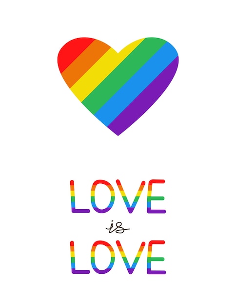 Vector lgbt-briefkaart kaartsjabloon of banner voor pride month-ontwerp liefde is liefdestekst