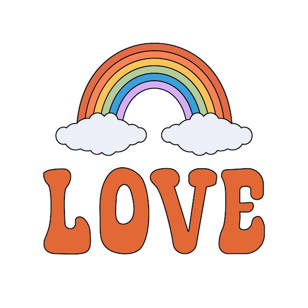 Вектор lgbt крутой любовный шрифт и радуга