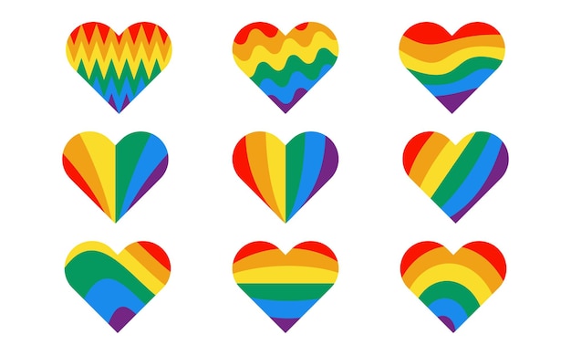 Vector of the lgbt hears - rainbow pride hearts