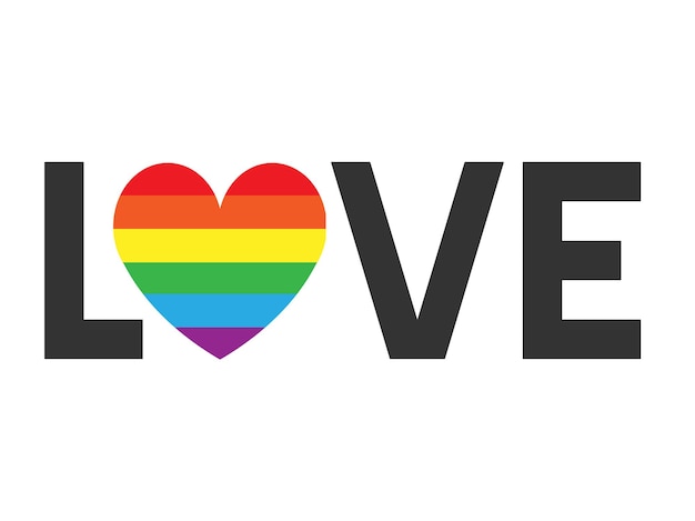 Vector vector lgbt rainbow flag love heart lettering