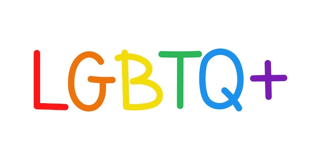 Вектор Вектор lgbtq plus фраза текст lgbtq надпись в цветах радуги