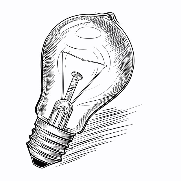 Vector vector light bulb black lines sketch generative ai