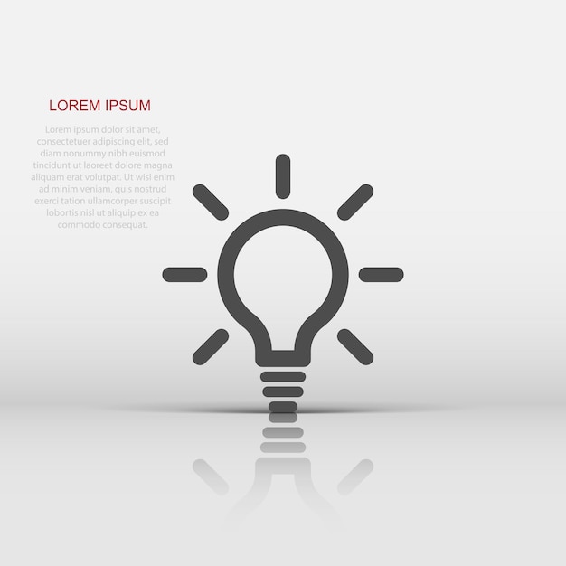 플랫 스타일의 벡터 전구 아이콘 전기 램프 기호 그림 그림 아이디어 전구 비즈니스 개념