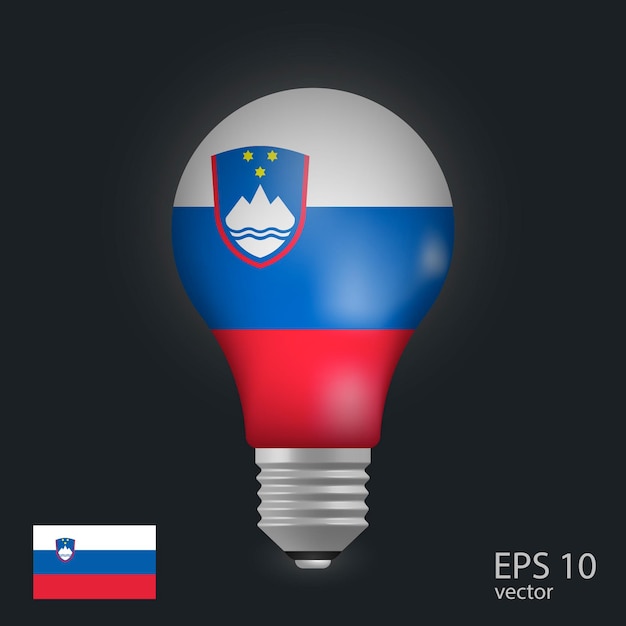 vector light bulb with flag of slovenia 3d rendering isolated on gray background