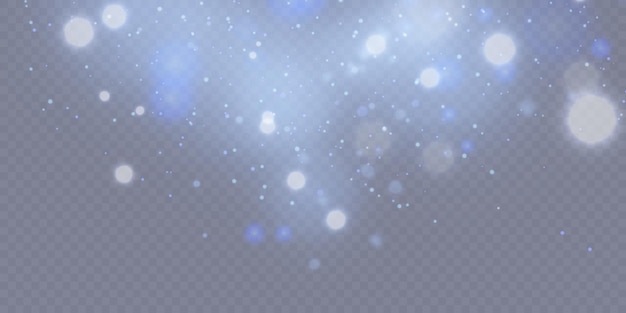 Vector light effect of glare of shimmering particles falling on a transparent background for festive