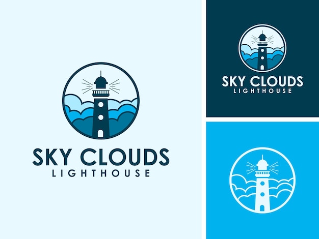 Vector vector lighthouse cloud sky rays logo