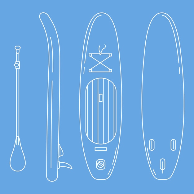 Vector lijn SUP Board illustraties set