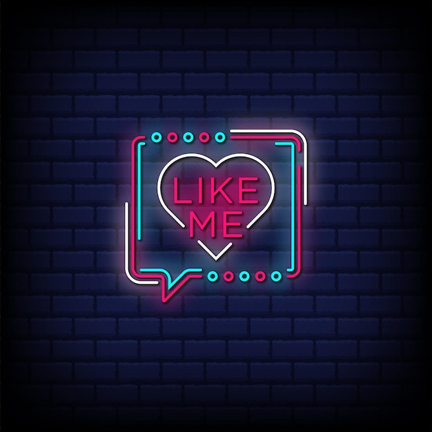 Vector like me neon signs style text button