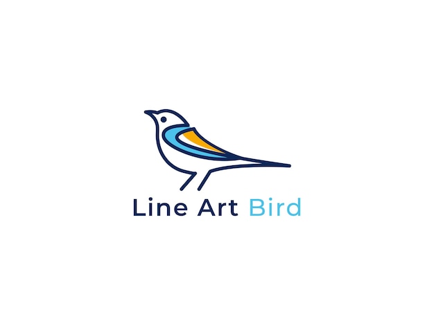 Vector line art bird logo design