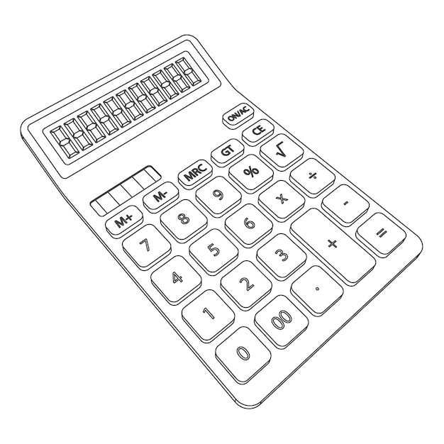 Vector line art calculator illustration