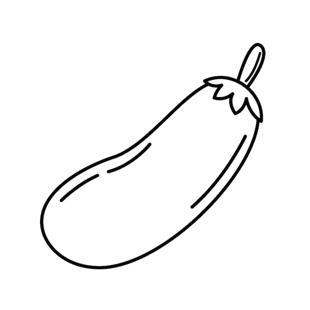 Vector line art eggplant icon Isolated vegetable contour for coloring
