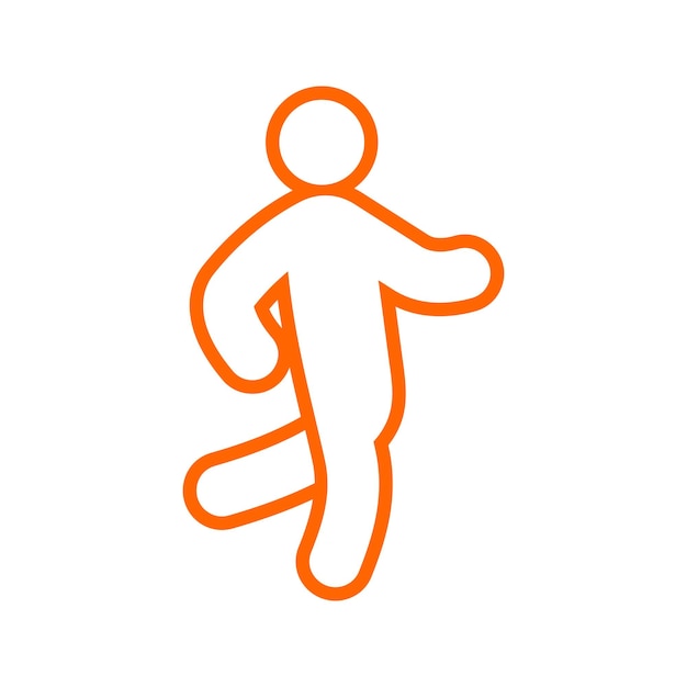 Vector line art of human stick figure icon in running style