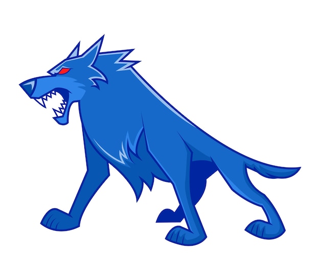 Vector line art illustration of standing wolf