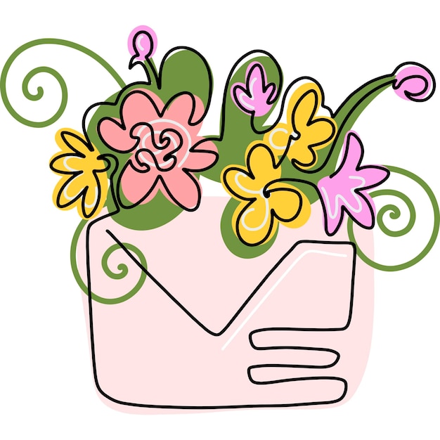 Cartolina vettoriale con fiori colorati illustrazione vettoriale doodle design template vector