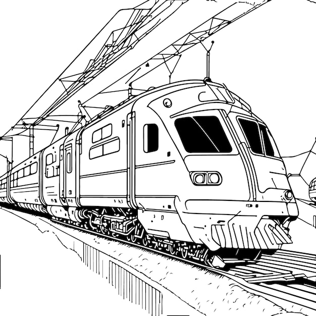 Vector line art train in motion Train Line Drawing Clip Art