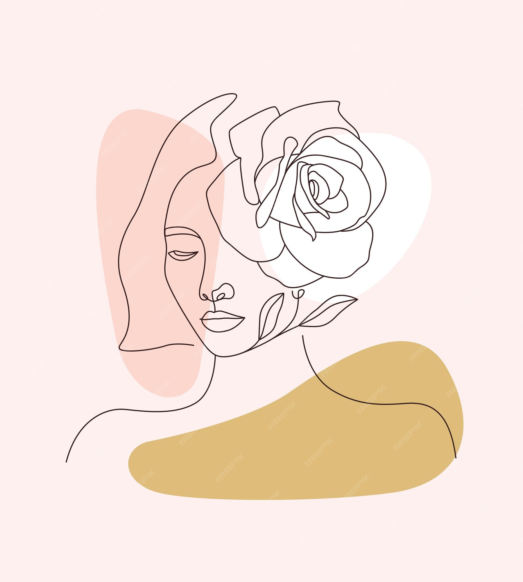 Premium Vector | Vector Line Art Of Woman'S Face And Flowers Aesthetic  Minimal Line Drawing