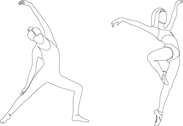 Vector line ballet dancer illustration