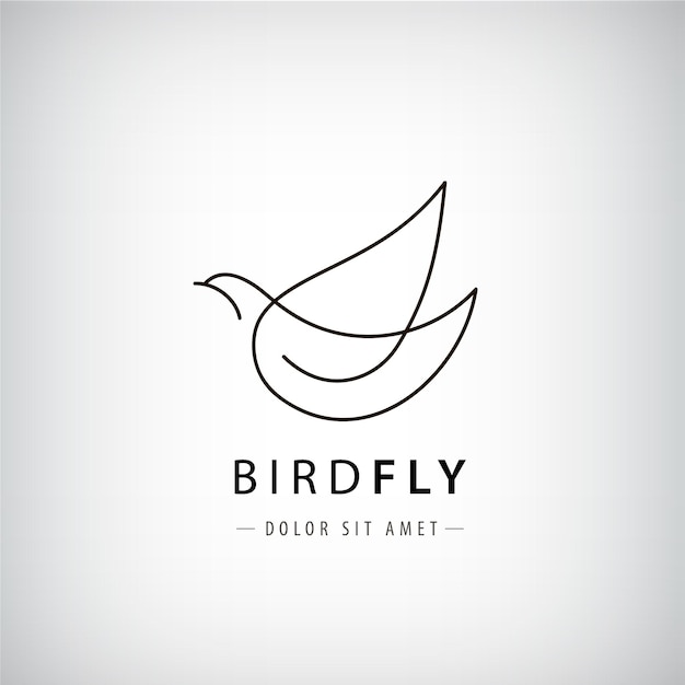 vector line bird logo pigeon silhouette flying abstract logo icon isolated