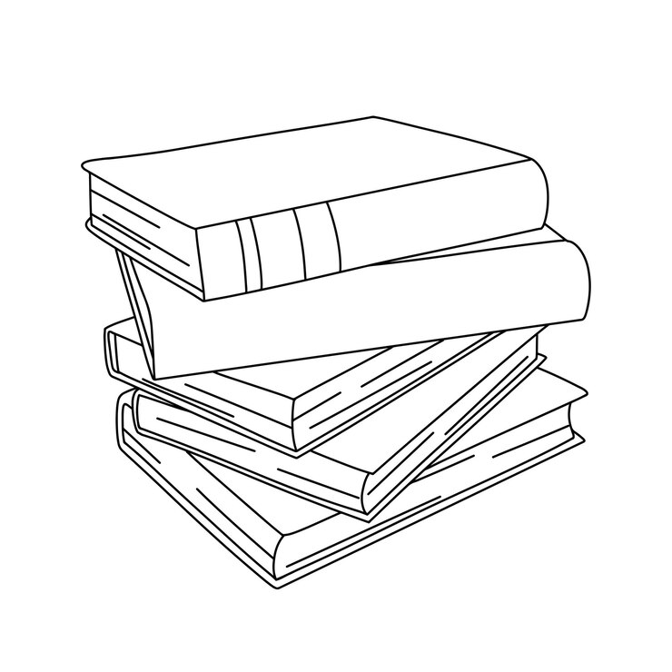 Vector vector line books stack outline illustration isolated on white