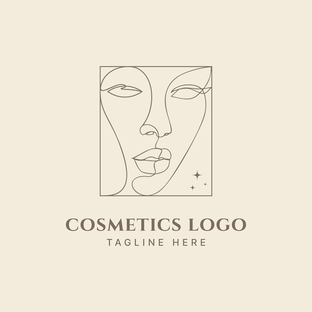 vector line drawing woman logo template