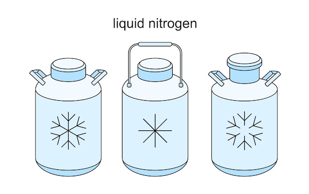 Vector line icon of a liquid compressed nitrogen gas with n2 for cryo preservation
