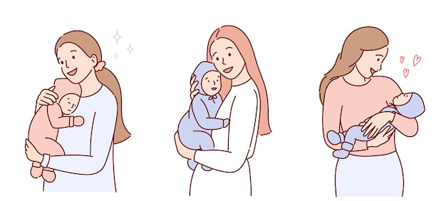 어머니와 아기의 터 선 일러스트레이션