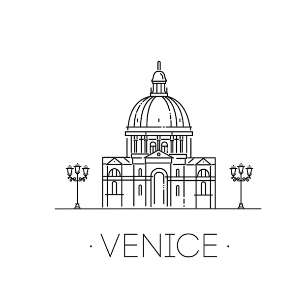 Векторная линия санта-мария-делла-салюте святой марии здоровья венеция италия