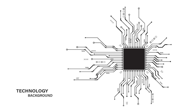 Vector vector line microchip cpu circuit board technologie abstracte achtergrond