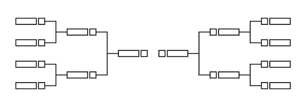 Vettore linea vettoriale o diagramma dell'albero del torneo di eliminazione singola del campionato